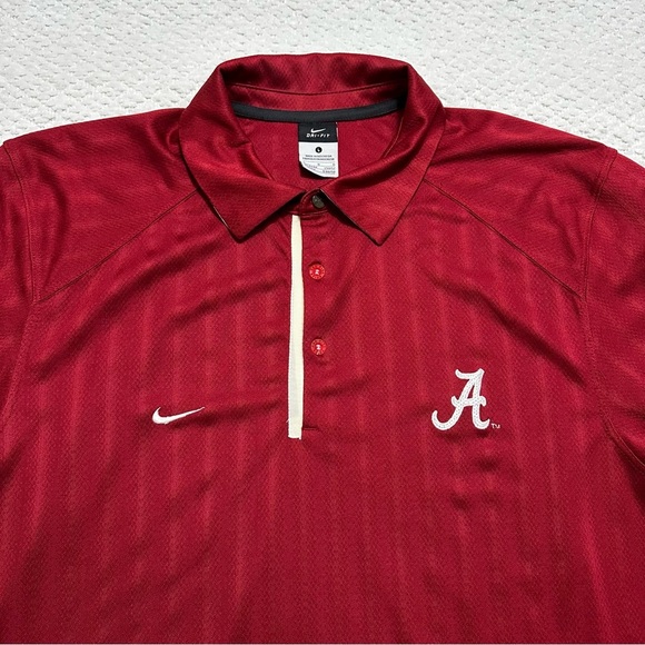 Nike Dri-Fit Alabama Crimson Tide Polo Shirt Red Men’s Size Large - Picture 1 of 7